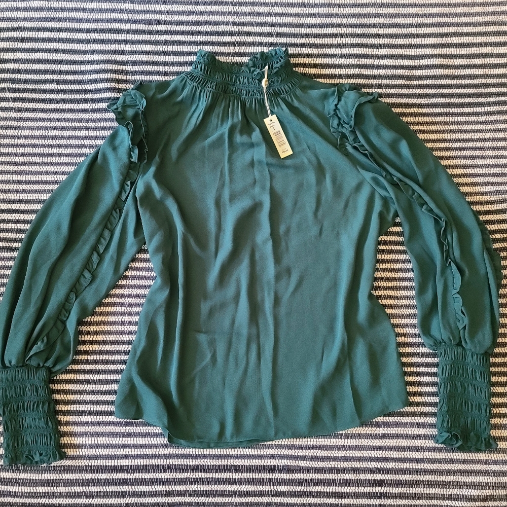 Max Studio Emerald Green Women's Blouse Large